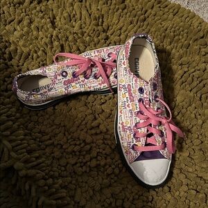 Converse Graphic Sneakers with Pink Laces
